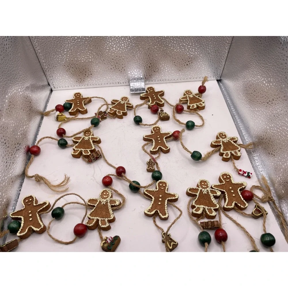 Gingerbread Ornament Collection Lot 6 Cookie Chef Figures +Garland Holiday Decor